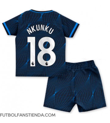 Chelsea Christopher Nkunku #18 Segunda Equipación Niños 2023-24 Manga Corta (+ Pantalones cortos)